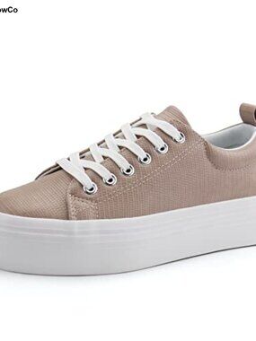 Lace Up Platform Sneakers Faux Leather Comfortable Casual Walking Shoes